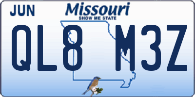 MO license plate QL8M3Z