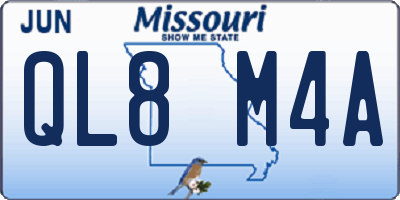 MO license plate QL8M4A
