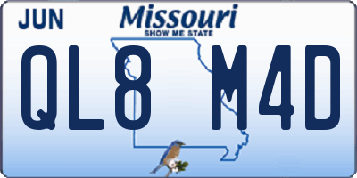 MO license plate QL8M4D