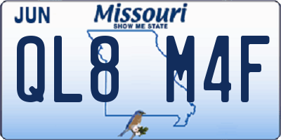 MO license plate QL8M4F