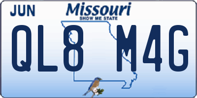 MO license plate QL8M4G