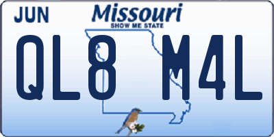 MO license plate QL8M4L