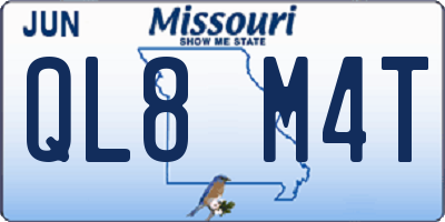 MO license plate QL8M4T
