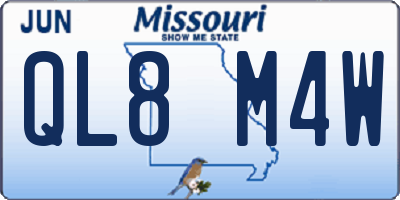 MO license plate QL8M4W
