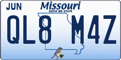 MO license plate QL8M4Z