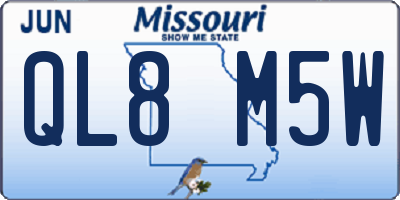 MO license plate QL8M5W