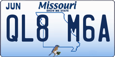 MO license plate QL8M6A