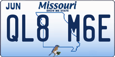 MO license plate QL8M6E