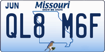 MO license plate QL8M6F