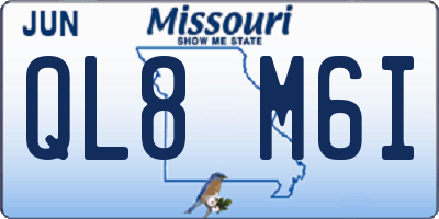 MO license plate QL8M6I