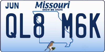 MO license plate QL8M6K