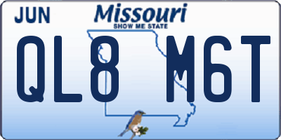 MO license plate QL8M6T