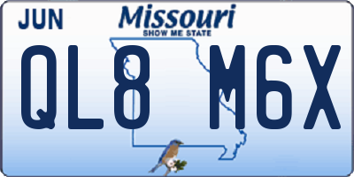 MO license plate QL8M6X