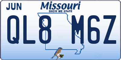 MO license plate QL8M6Z