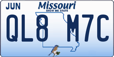 MO license plate QL8M7C