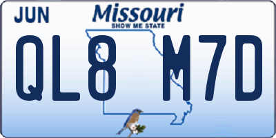 MO license plate QL8M7D