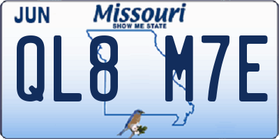 MO license plate QL8M7E