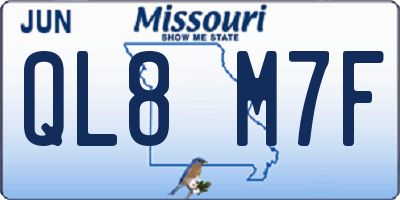 MO license plate QL8M7F