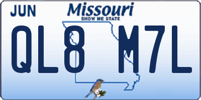 MO license plate QL8M7L