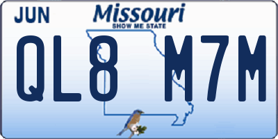 MO license plate QL8M7M