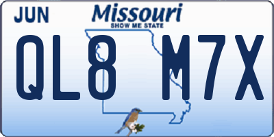 MO license plate QL8M7X