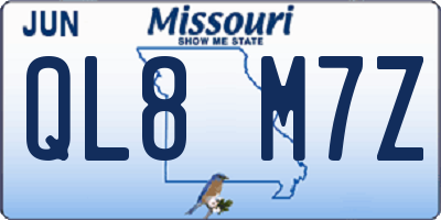 MO license plate QL8M7Z