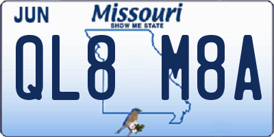 MO license plate QL8M8A