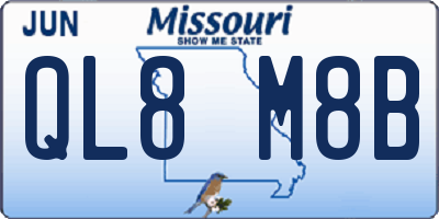 MO license plate QL8M8B
