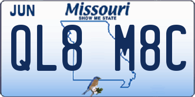 MO license plate QL8M8C