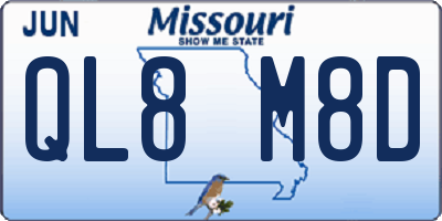 MO license plate QL8M8D