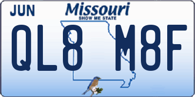 MO license plate QL8M8F