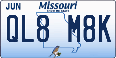 MO license plate QL8M8K