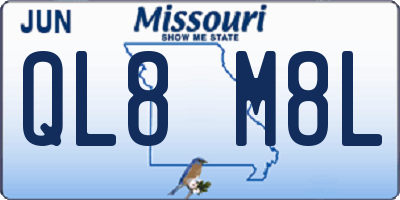 MO license plate QL8M8L
