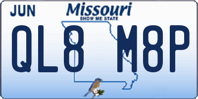 MO license plate QL8M8P