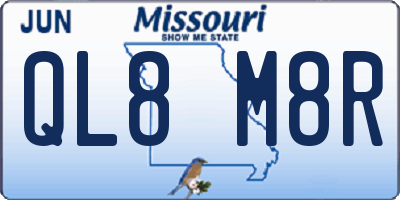 MO license plate QL8M8R