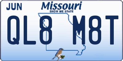 MO license plate QL8M8T