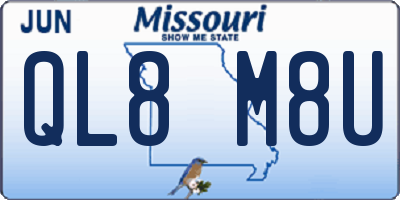 MO license plate QL8M8U