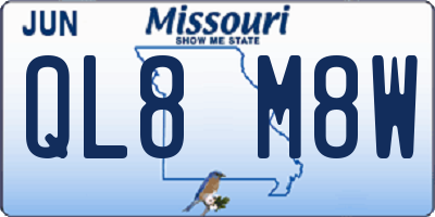 MO license plate QL8M8W
