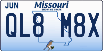 MO license plate QL8M8X