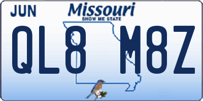 MO license plate QL8M8Z