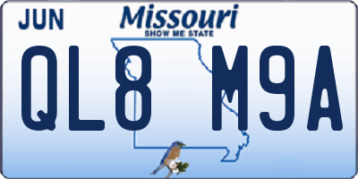 MO license plate QL8M9A