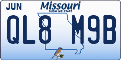 MO license plate QL8M9B