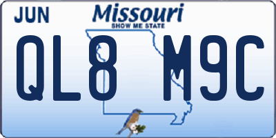 MO license plate QL8M9C