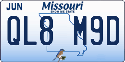MO license plate QL8M9D