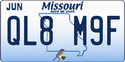 MO license plate QL8M9F