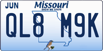 MO license plate QL8M9K