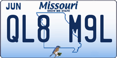 MO license plate QL8M9L
