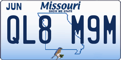 MO license plate QL8M9M