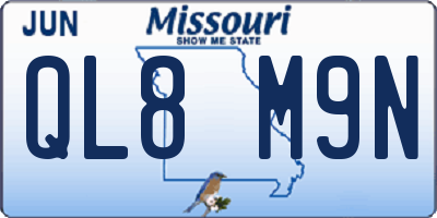 MO license plate QL8M9N