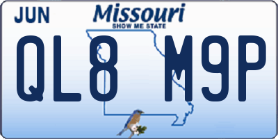 MO license plate QL8M9P